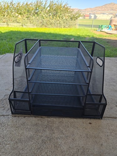Large black mesh desk - mesh,